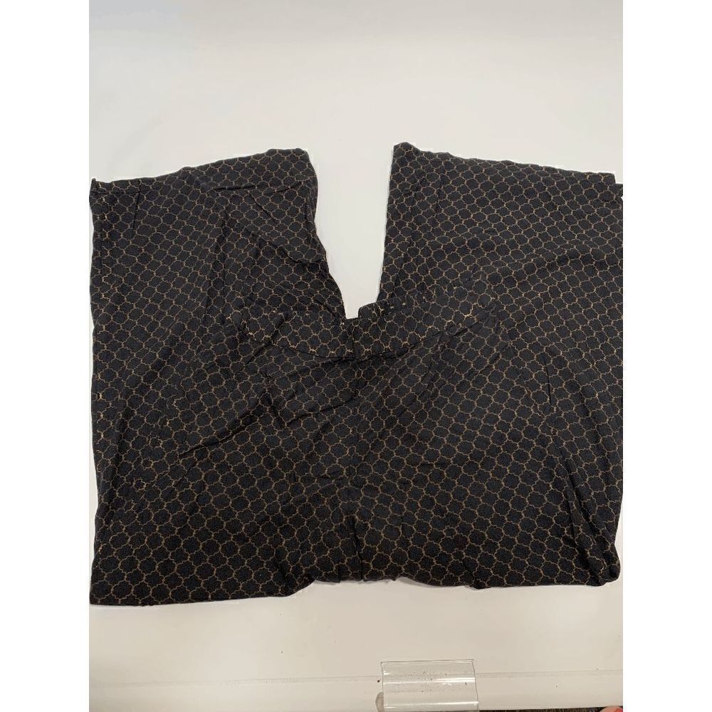 Avaasa Women's Elastic Waist Gold Geometric Print Wide Leg Black Capri Size S
